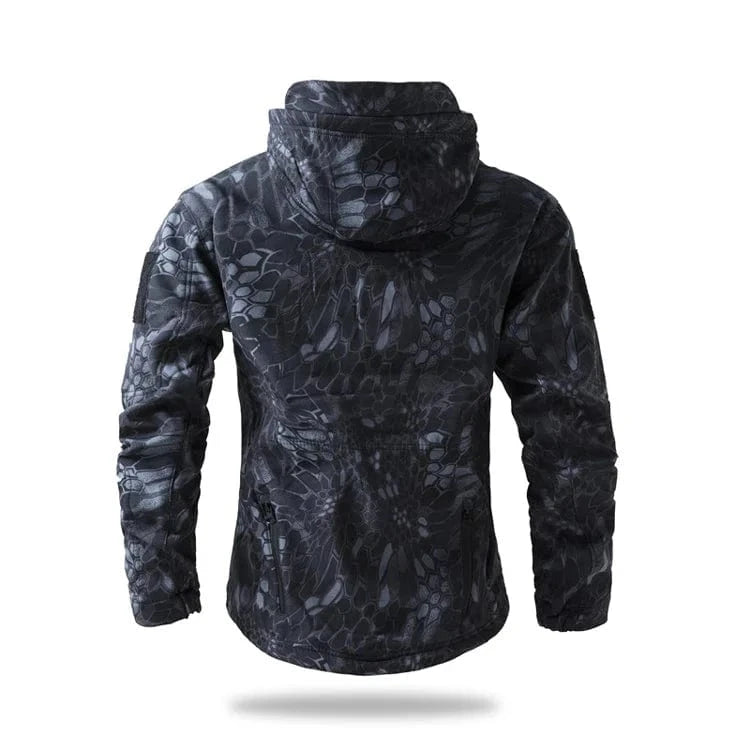 LURKSKIN TACTICAL SOFT SHELL – Waterproof Fleece-Lined Combat Jacket with Camo Hood