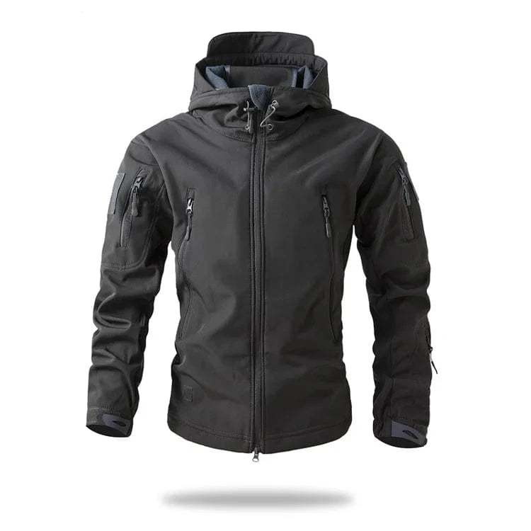 LURKSKIN TACTICAL SOFT SHELL – Waterproof Fleece-Lined Combat Jacket with Camo Hood