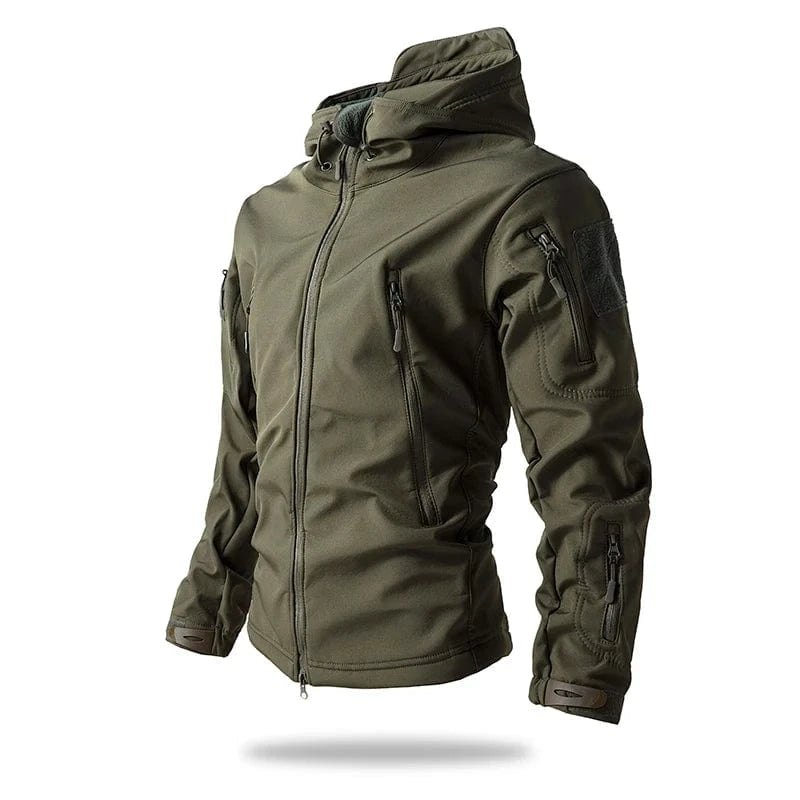 LURKSKIN TACTICAL SOFT SHELL – Waterproof Fleece-Lined Combat Jacket with Camo Hood