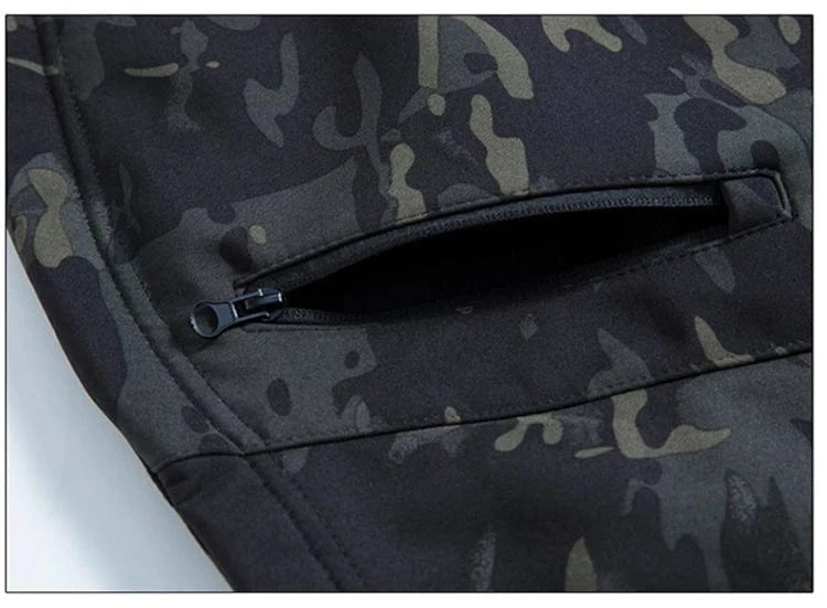 LURKSKIN TACTICAL SOFT SHELL – Waterproof Fleece-Lined Combat Jacket with Camo Hood