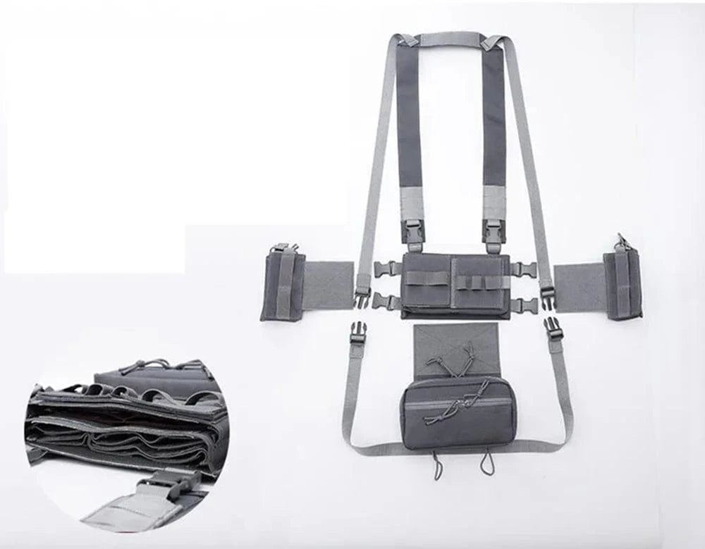 MK3 Tactical Chest Rig with Fat Strap Harness, Wing Pouches, and Dangler Utility Pouch