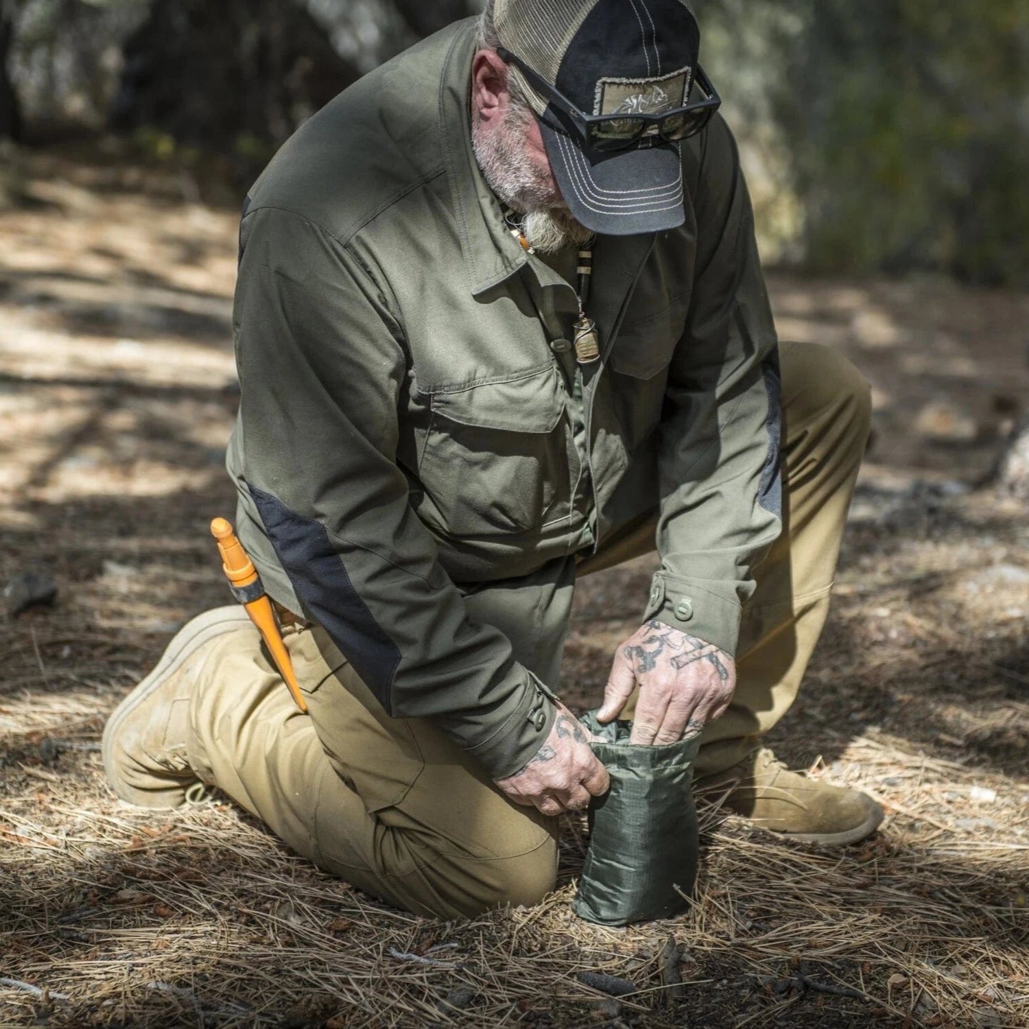 Detail of waterproof tarp packed